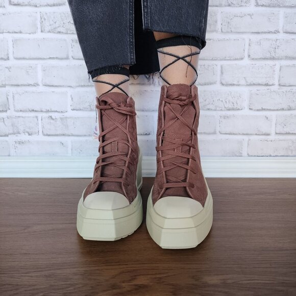 Converse Chuck 70 Wedge Square Platform Hi Leather 7.5 Women Shoes Brown A08247C - Picture 5 of 10